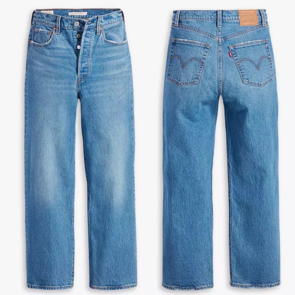 Levis Ribcage Straight Ankle Jeans Blue Womens Size 26 x 29 Waterless Denim High - Picture 2 of 16